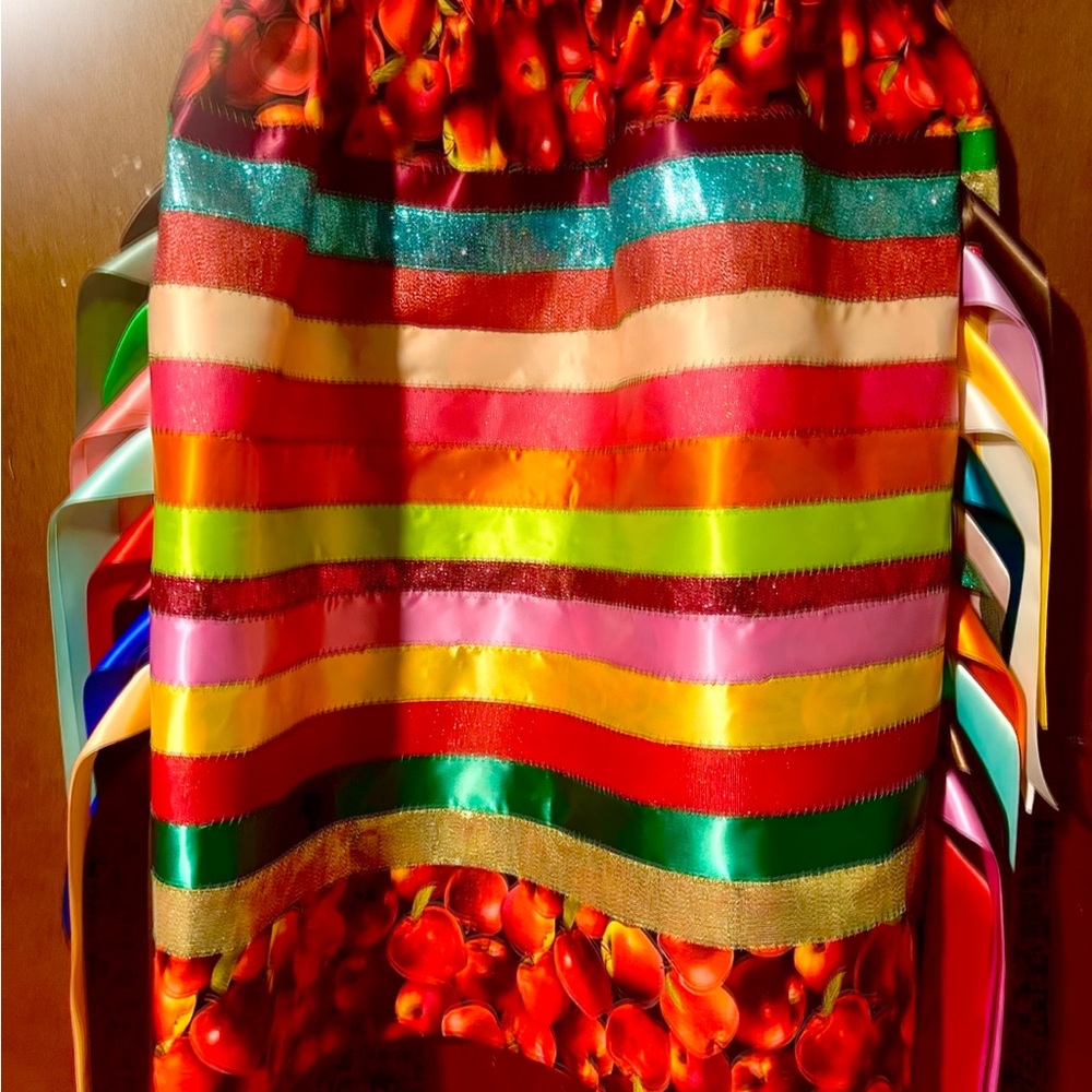 Apple Print Ribbon Skirt